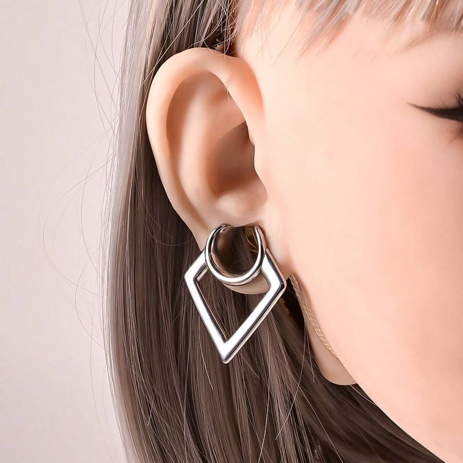 2PCS Stainless Steel Prismatic Saddle Tunnels Plugs Vintage Ear Gauge
