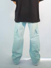 Men Pants - 淺色水洗藍 - 查看 6