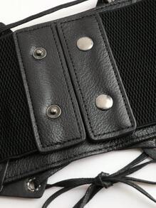 1 件女士深色时尚复古弹性腰部束身衣，适合万圣节晚会或日常穿着 - 黑色 - 查看 6