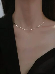 ELSEDES 1 Pieza Collar De Plata S925 Con Diseño De Forma Geométrica Minimalista Y De Moda, Perfecto Para El Uso Diario Y De Oficina De Las Mujeres - Plateado - Ver 3