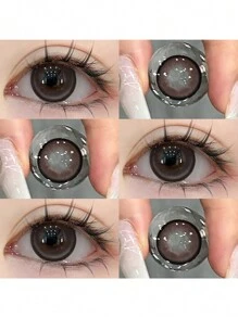 1 副彩色隐形眼镜黑色隐形眼镜 14.5 毫米软镜片可使用 6 个月万圣节服装角色扮演 - 黑色 - 查看 4