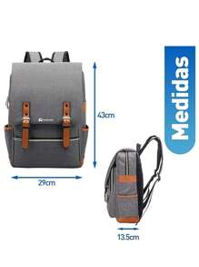 Vintage Bluelander Waterproof Backpack With 16 Inch Laptop Compartment And Anti-Theft Closure. - Grey - View 5