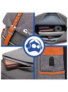 Vintage Bluelander Waterproof Backpack With 16 Inch Laptop Compartment And Anti-Theft Closure. - Grey - View 6