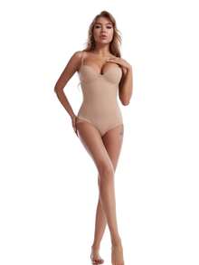 Bộ đồ liền thân dành cho nữ màu trơn - Màu be - Xem 7