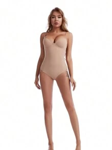 Bộ đồ liền thân dành cho nữ màu trơn - Màu be - Xem 1