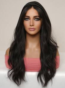 2片合成假髮髮結黑色髮結隱藏頂冠假髮無痕頭帶女性髮結頭帶日常穿戴假髮頭帶髮結晚會假髮頭帶 - 黑色 - 查看 3