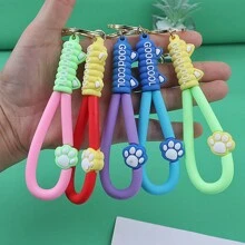1pc Random Women's Cat Paw Keychain Pvc Mould Hanging Rope Lock Decoration Accessory Diy Oil Doll Acrylic Pendant - Multicolor - View 1