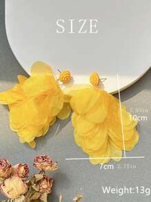 1Pair Women's Flower Beach Earrings Bohemian Creative Long Tassel Dangle Handmade Fabric Pattern Earrings Bridal Wedding Pendant - Multicolor - View 9