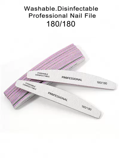 5pcs 180/180 Grit Nail Files Double Sided Emery Board Washable Emery Boards Reusable Nail Buffers Manicure Tools For Natural Nails Acrylic Nails Home And Salon Use,Nail Supplies,Nail Tools,Nail Art Tools,Back To School,Nails,Nail Tools For Press On Nails