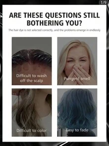 5 Piezas/set Agente De Tinte Para Cabello Azul Para Uso Doméstico O Diario - negro natural - Ver 6