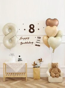 Set di palloncini vintage a forma di cuore e numeri in colore crema per decorazione di feste di compleanno da 1 a 9 anni, 10 pezzi a set - Multicolore - Visualizzare 9