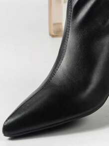 Hàng mới đến Đúng mốt Pointed Toe Dày Gót chân Của phụ nữ Giày ống Thon gọn Giày ống Ngắn - màu đen - Xem 6