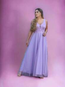 Women Dresses - Lilac Purple - View 2
