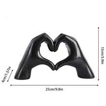 北欧风格心形手势雕塑树脂抽象手爱情雕像小雕像婚礼家居客厅桌面摆件最佳礼物 - 黑色 - 查看 7