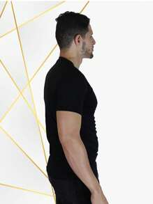 Men's Black V-Neck T-Shirt - Black - View 3