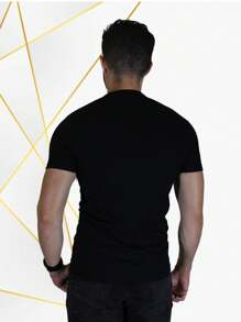 Men's Black V-Neck T-Shirt - Black - View 4