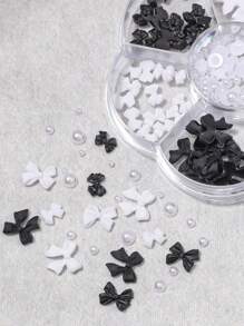 7-Compartment Box Set Mixed Nail Art Accessories, Including But Not Limited To 5-Petal Flower, Bowknot, Heart, Pearl, Flatback Rhinestone, Etc. Diy Nail Charms Nail Gems Nail Supplies Nails - Multicolor - View 1