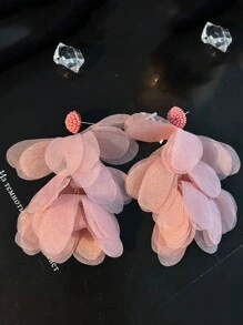 1Pair Women's Flower Beach Earrings Bohemian Creative Long Tassel Dangle Handmade Fabric Pattern Earrings Bridal Wedding Pendant - Multicolor - View 6