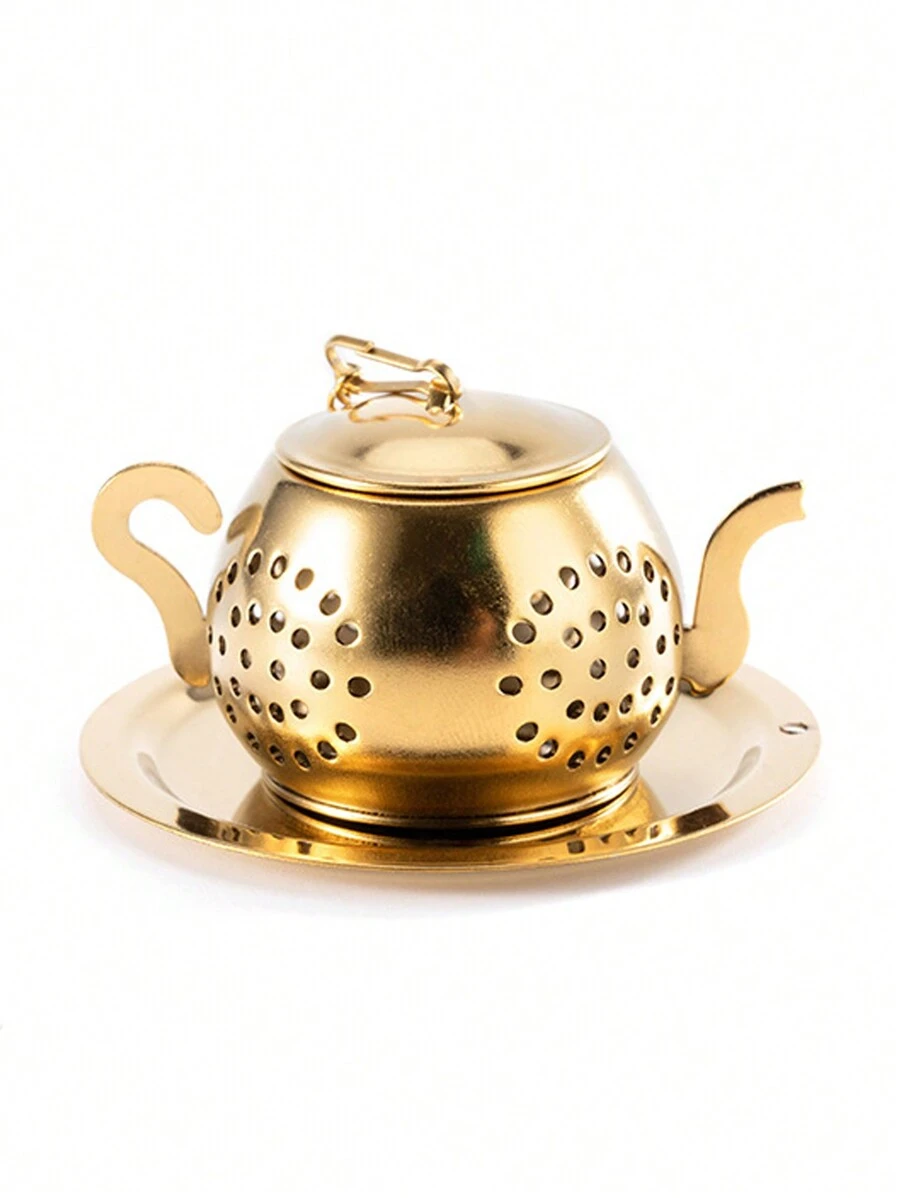 1pc Golden Cute Creative Stainless Steel Tea Infuser - Gold - View 1