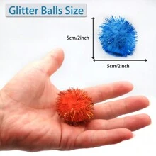 9pcs Foil Shiny Cat Balls, Cute Glitter Cat Toys Random Color And Size, Suitable For All Indoor Cats - Multicolor - View 4