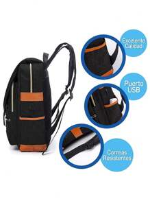 Mochila Vintage Bluelander Impermeable con Compartimento para Laptop de 16 Pulgadas y Cierre Antirrobo. - Negro - Ver 4