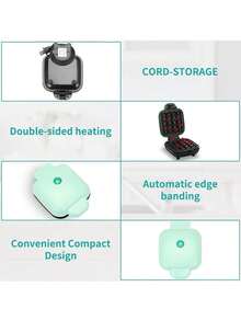 Mini waflera, pequeña máquina de gofres, máquina de gofres antiadherente - verde menta - Ver 3