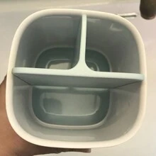 浴室檯面收納盒附牙刷牙膏架、化妝品收納盒、架子 - 淺藍色 - 查看 4