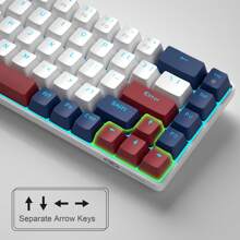MageGee Box 60% Gaming Mechanical Keyboard Wired Game Keyboard Blue/Red Switch Type-C 68 Key LED Backlit Mini Compact Keyboard Laptop Tablet Games -Red Switch - Blue and White - View 7
