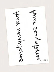 1 件防水临时纹身贴纸，PVC 材质，简单线条，英文文字和花卉字体，防汗，适合时尚领袖的日常穿着 - 黑色 - 查看 4