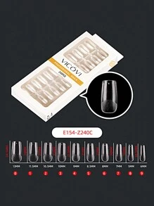 240Pcs Medium Square Clear False Nail Tips, Full Coverage Pressed Nails Acrylic False Nail Tips, 12 Sizes False Nails For Extended Shapes Soft Gel Nail Tips Nail Salon Women Nail Supplies - Clear - View 4