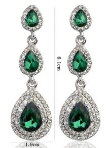 1對祖母綠水鑽裝飾耳環大時尚個性淚滴水晶吊墜耳環適合女式女孩新娘伴娘新娘婚禮派對舞會選美服裝首飾 - 綠色 - 查看 4