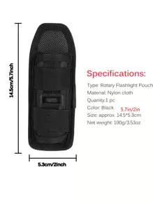 1pc Durable Molle Flashlight Holster,Nylon Torch Carry Case With 360 Degree Carabiner Reel Clip,Rotatable Flashlight Holder Belt Clip,Easy Access And Hands-Free Use - Ideal For Outdoor Activities, Spring Outdoor Sports, Valentine's Gift - Black - View 12