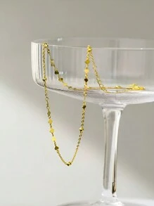 ELSEDES 1 Peça Simples E Elegante S925 Prata Forma Geométrica Banhado A Ouro Colar Curto, Adequado Para Uso Diário E De Escritório Para Mulheres