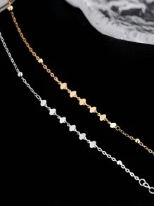 ELSEDES 1 Peça Simples E Elegante S925 Prata Forma Geométrica Banhado A Ouro Colar Curto, Adequado Para Uso Diário E De Escritório Para Mulheres