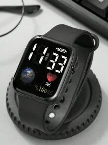 1入組多功能運動戶外學生電子手錶 - 黑色 - 查看 1