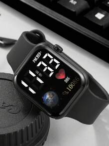 1入組多功能運動戶外學生電子手錶 - 黑色 - 查看 3