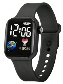 1入組多功能運動戶外學生電子手錶 - 黑色 - 查看 4