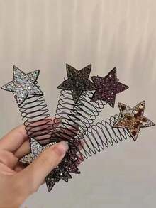 4pcs Rhinestone Star Design Hair Clip For Women To Fix Baby Hair And Create Stylish Hairstyles - Multicolor - View 2