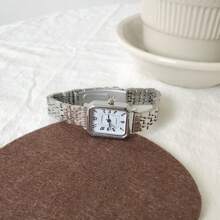 1 件女士创意罗马数字小表盘方形金属链石英钢带手表，适合返校、日常搭配、生日、女性礼物、周年纪念、光棍节、万圣节促销，无礼盒 - 銀色 - 查看 5