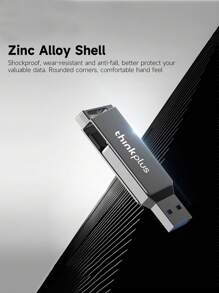 Lenovo Thinkplus MU251 32GB/64GB/128GB/256GB/512GB USB3.0+Type-C Disco U metálico giratório de dupla porta, Transmissão de alta velocidade U Disk