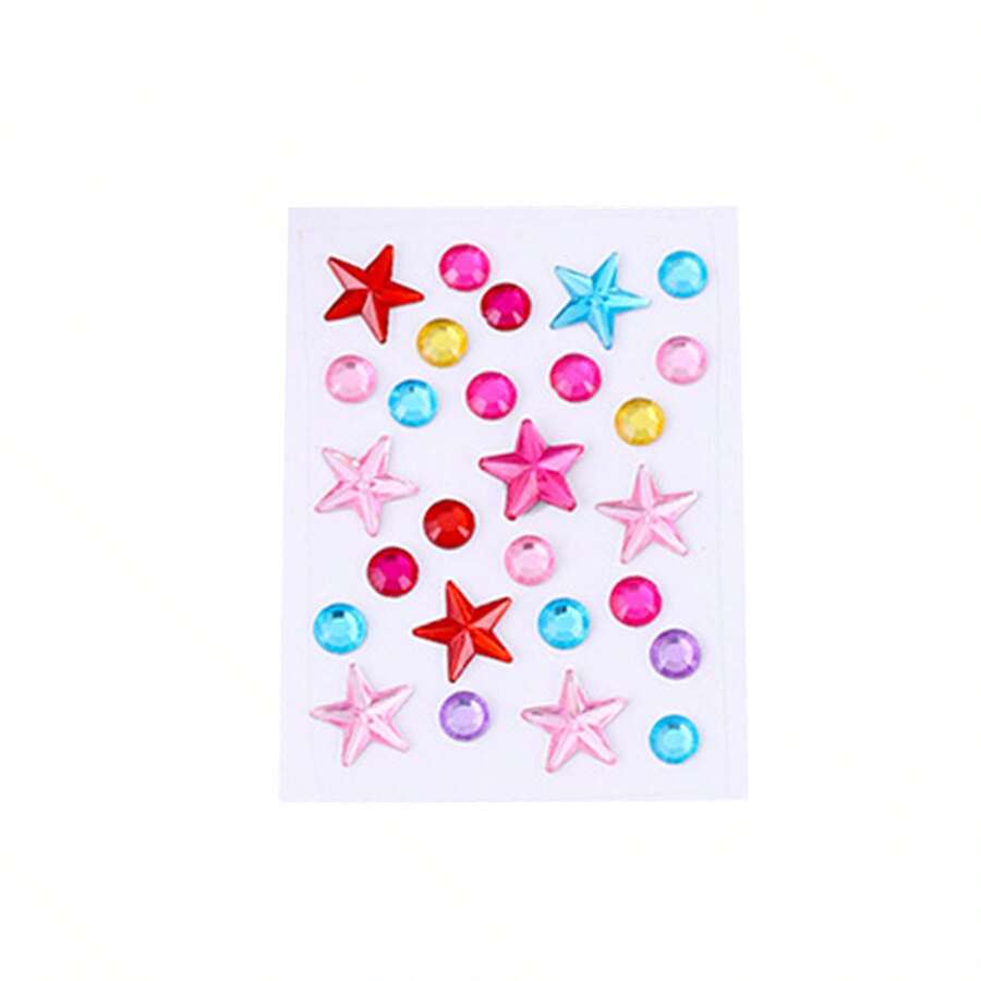 6 Uds Estrellas 3d Y Princesa De Dibujos Animados Y Pegatinas De Piedras Preciosas De Cristal En Forma De Flor Para Las Recompensas De Los Niños En El Jardín De Infantes - Multicolor - Ver 1