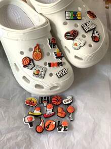 25入組籃球風格鞋子配件套裝,包括可愛的pvc拖鞋吊飾、鞋扣和鞋夾 - 混裝色 - 查看 1