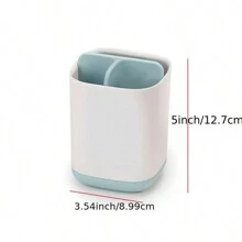 浴室檯面收納盒附牙刷牙膏架、化妝品收納盒、架子 - 淺藍色 - 查看 2