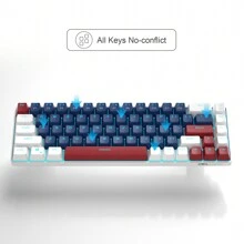 MageGee Box 60% 机械游戏键盘有线键盘蓝/红开关 Type-C 68 键 LED 背光迷你紧凑型键盘笔记本电脑 Windows 平板电脑游戏白色蓝蓝开关 - 藍色 - 查看 8