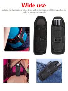 1pc Durable Molle Flashlight Holster,Nylon Torch Carry Case With 360 Degree Carabiner Reel Clip,Rotatable Flashlight Holder Belt Clip,Easy Access And Hands-Free Use - Ideal For Outdoor Activities, Spring Outdoor Sports, Valentine's Gift - Black - View 6