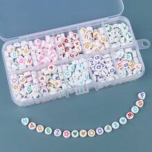 1box Colorful Acrylic Letter Beads Kit Set for Jewelry Making DIY Gift Bracelets Necklace for Women Men - Multicolor - View 2