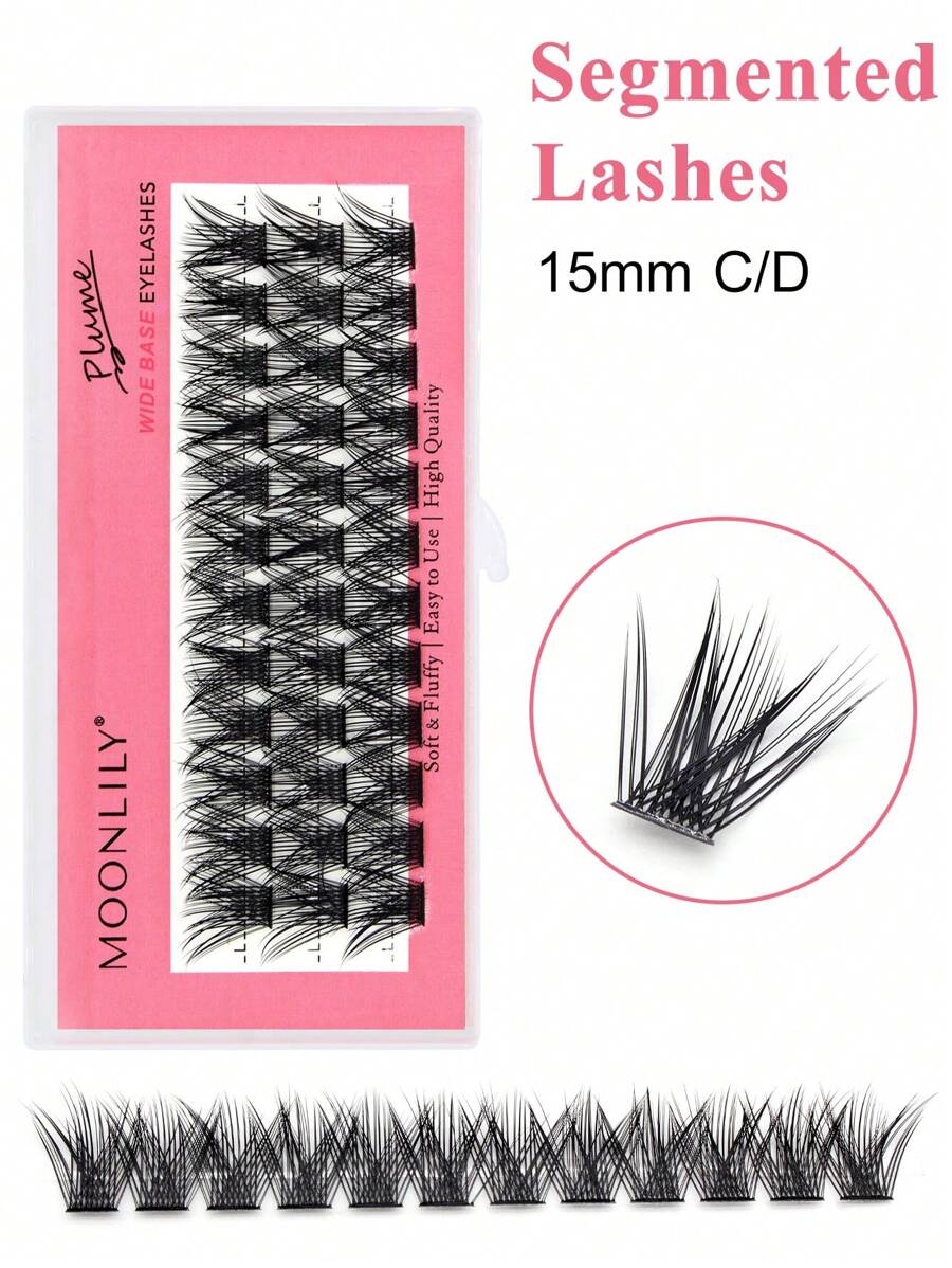 3行(36分枝)15毫米假睫毛,適用於分段式貼附
