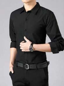 kit 2 pçs Camisa social masculina  slim fit macio e confortável promoção imperdível envio super rápido - Cinza - Visão 3