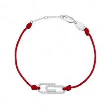Moonmory 1 Peça Simples Clipe De Papel Com Zircônia Cúbica Prata Esterlina 925 Fecho Vermelho Cordão Bracelete Para Mulheres Fashionable Jóias Presente De Menina Prata