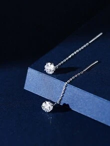 999純銀長款線流蘇耳環適合女士,2023新款高端時尚耳朵首飾類